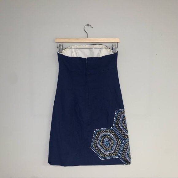 Lilly Pulitzer Dress Size 0 US Navy Blue “Honeycomb Bowen” Strapless Embroidered - Picture 5 of 15